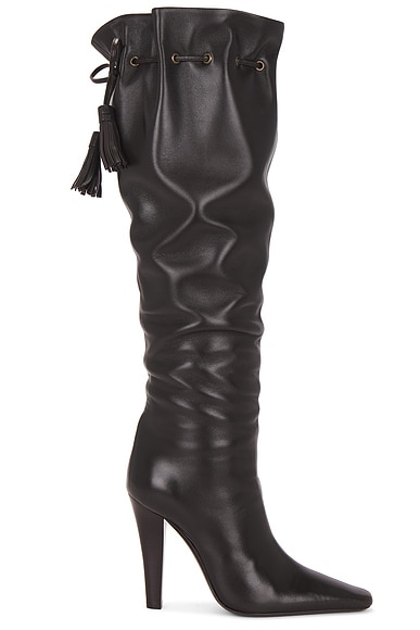 Saint Laurent Knee High Boot in Harris Eagle Brown