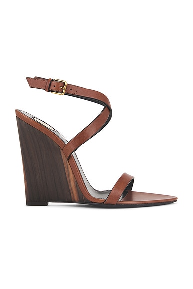 Saint Laurent Wedge Sandal in Bruciato