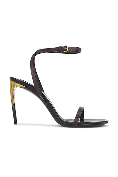 Saint Laurent Saba Sandal in Ultra Dark Brown