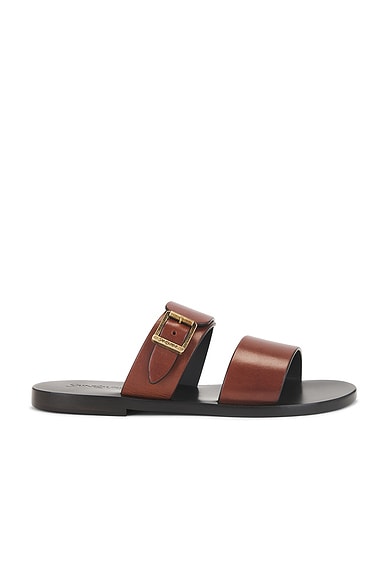 Saint Laurent Pepe Slide Sandal in Bruciato