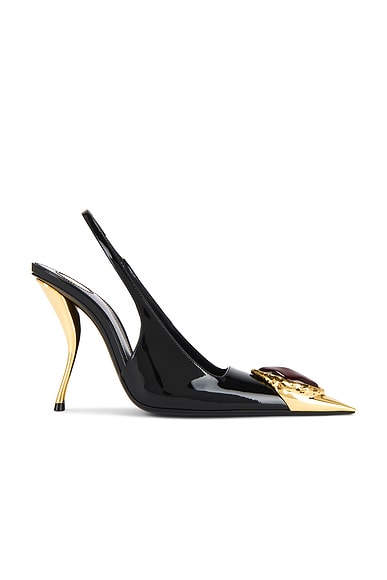 Saint Laurent Loulou Pump in Nero & Cognac
