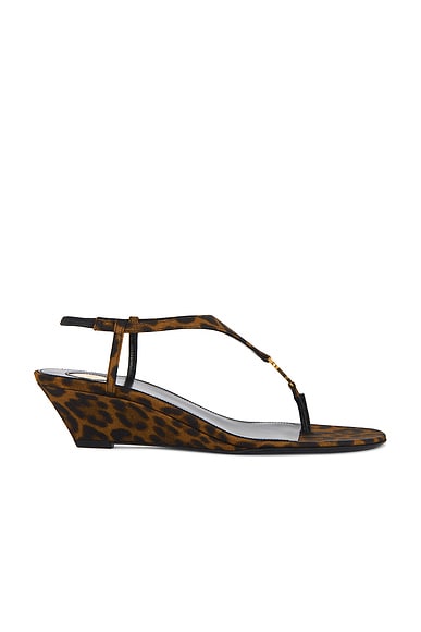 Saint Laurent Cassandra Sandal in Manto Naturale & Nero