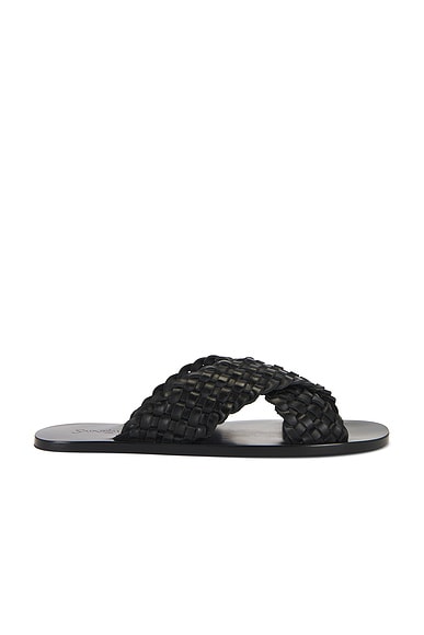 Saint Laurent Party Flat Sandal in Nero