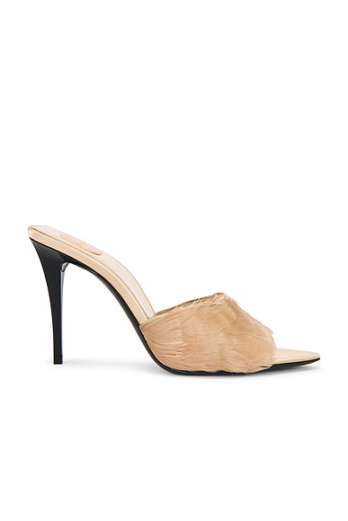 Saint Laurent Romy Mule Sandal in Glorius Nude & Faint Pink