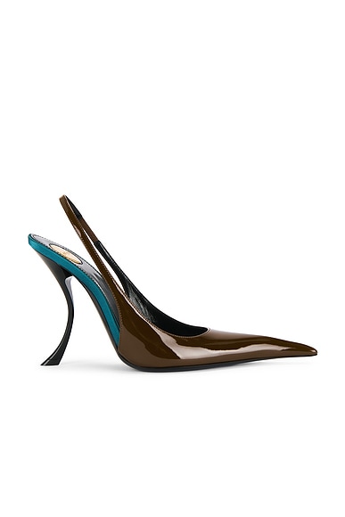 Saint Laurent Apolline Slingback Pump in Burnished Wood