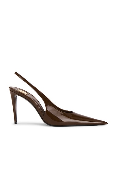 Saint Laurent Guermantes Slingback Pump in Burnished Wood