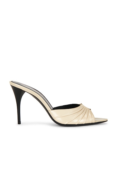 Saint Laurent Babylone Sandal in Light Marble White
