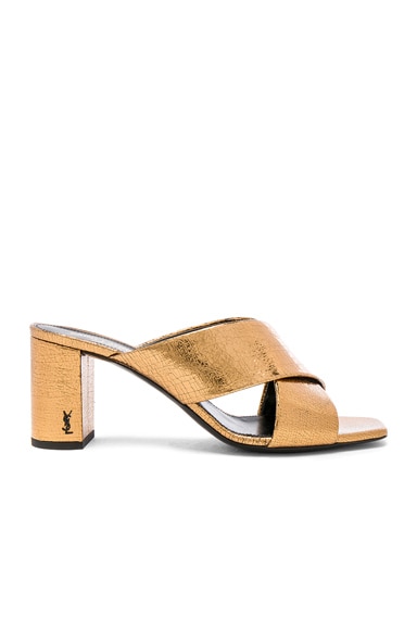 Cracked Metallic Leather Loulou Pin Mules