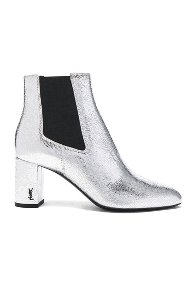 Cracked Metallic Leather Loulou Pin Boots