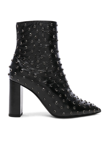 Betty Crystal Embellished Leather Heeled Ankle Boots