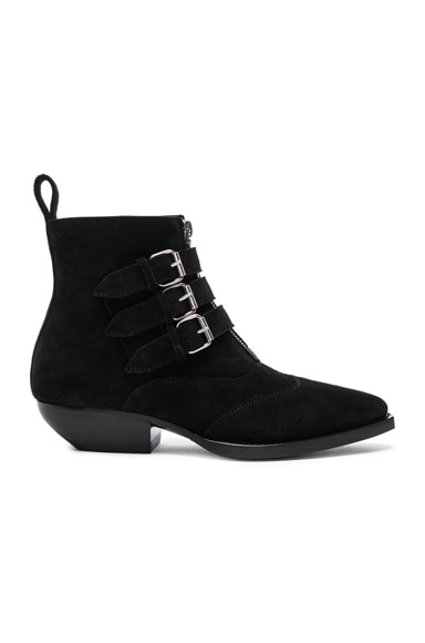 Suede Theo Buckled Ankle Boots
