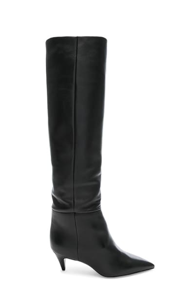 Leather Charlotte Kitten Heel Knee High Boots