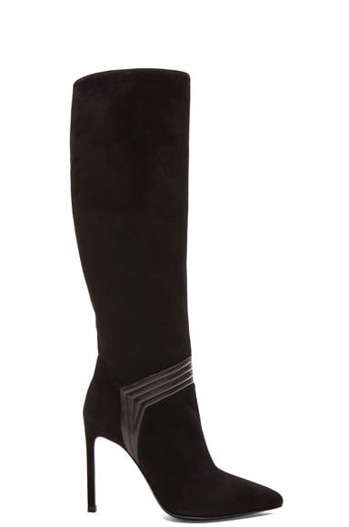 Saint Laurent Suede & Leather Paris Boots in Black | FWRD