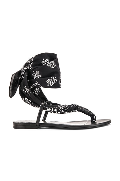 Saint Laurent Bandana Sandals in Black FWRD