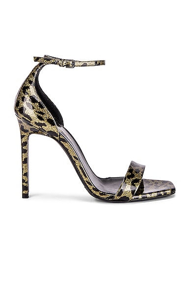 Amber Leopard Glitter Ankle Strap Sandals