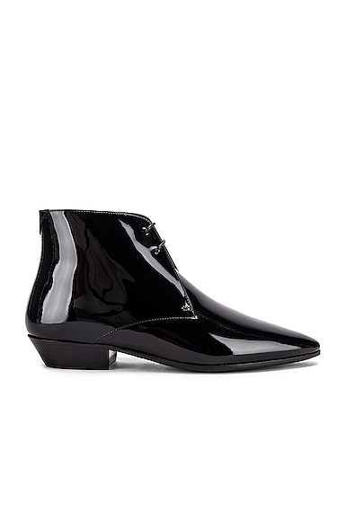 Click to view more detailed imagery on our partner's website Saint Laurent Jonas 25 Black Patent Leather Ankle Boots