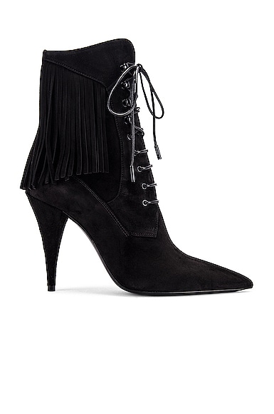 Kiki Lace Up Fringe Ankle Booties
