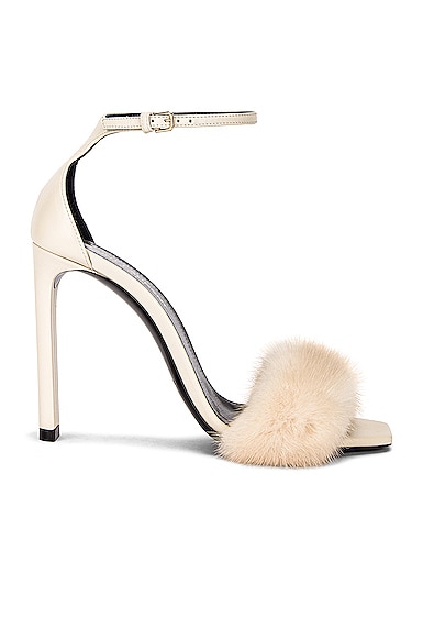 Saint Laurent Bea Ankle Strap Sandals in Pearl u0026 Pearl | FWRD