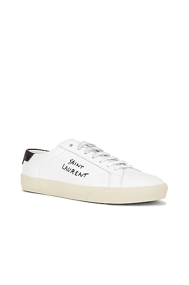 Shop Saint Laurent Court Classic Signature Sneakers In Blanc Optique & Nero