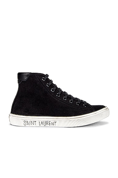 Saint Laurent Malibu Mid Top Signature Sneakers in Black