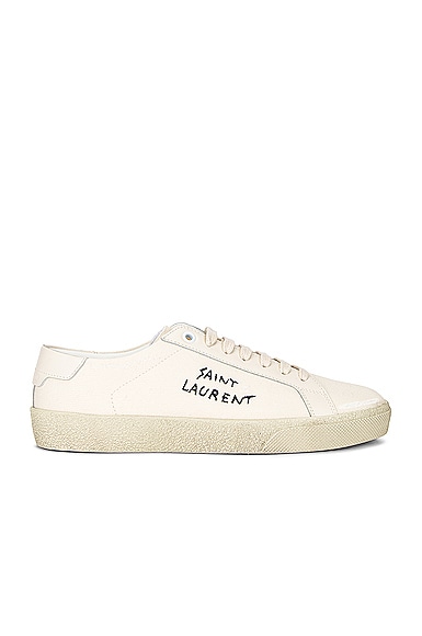 Saint Laurent Embroidered Sneakers in Ivory