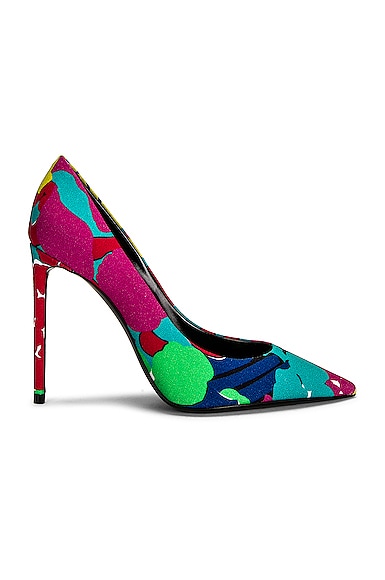 Saint Laurent YSL Pumps Multicolor Pointed High Heel Shoes 41 Tessutto  Fleur