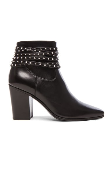 Studded Strap Leather French Boots