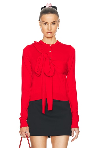 Shop Sandy Liang Hermit Cardigan In Red