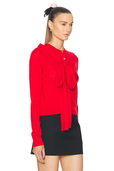 Shop Sandy Liang Hermit Cardigan In Red