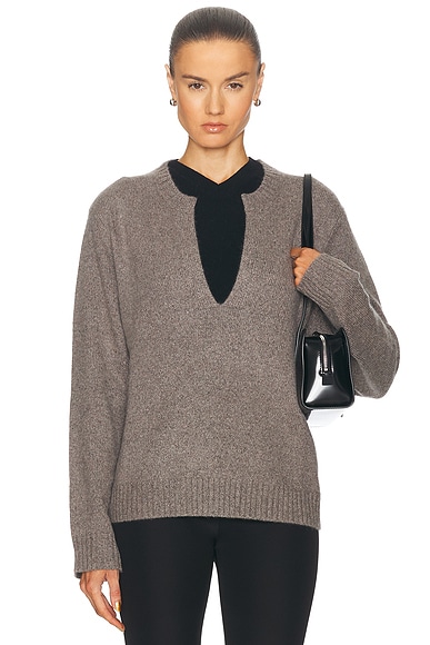 Equipment Asher V Neck Sweater in Heather Grey FWRD