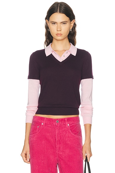 Sandy Liang Lottie Sweater in Burgundy