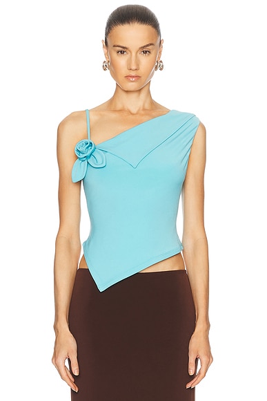 Sandy Liang Dory Top in Turquoise | FWRD
