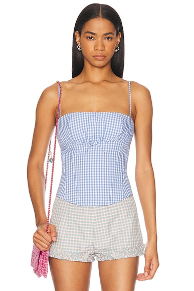 Sandy Liang Hotaru Top in Blue Multi