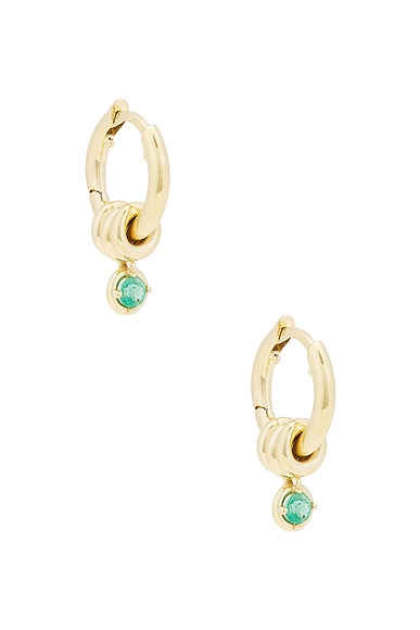 Zahra Hoop Emerald Earrings