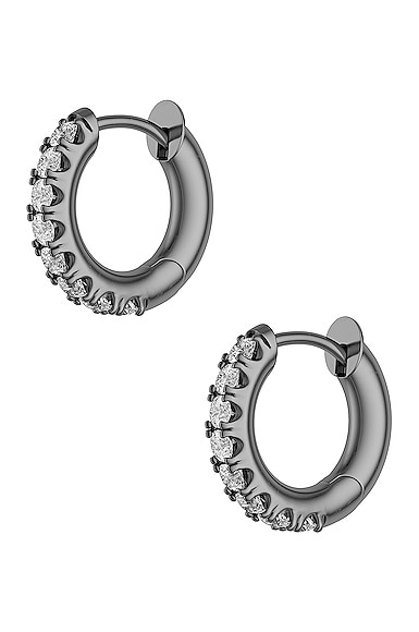 Spinelli Kilcollin Mini Micro Hoop Pave Gris Earrings in 18K White Gold