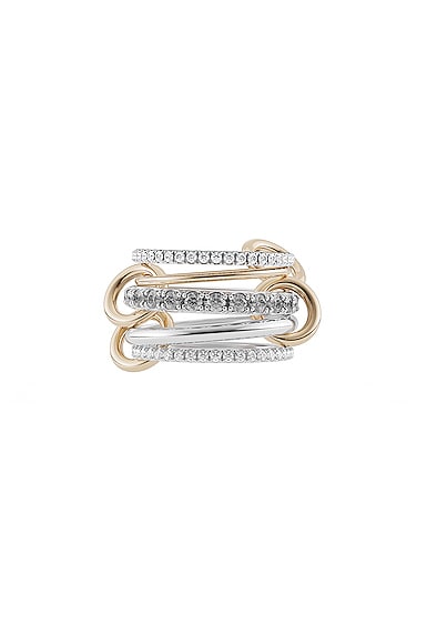 Spinelli Kilcollin Aquarius Ring in Sterling Silver, 18K Yellow Gold, Grey, & White Diamonds