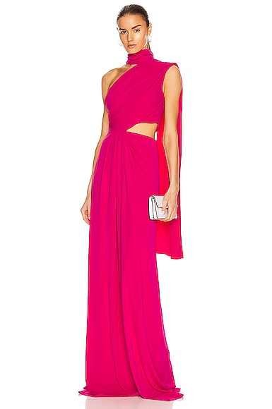 SALONI Honey Long Dress in Hot Magenta FWRD