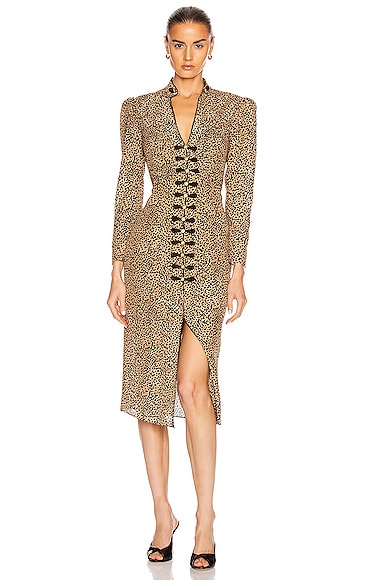 Saloni leopard dress best sale