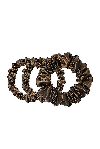 Shop Slip Assorted Scrunchie Set Of 3 In Dark Brown