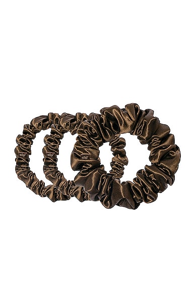 Slip Assorted Scrunchie Set Of 3 In Dark Brown