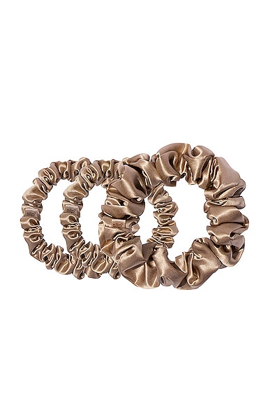 Slip Assorted Scrunchie Set Of 3 In Light Brown