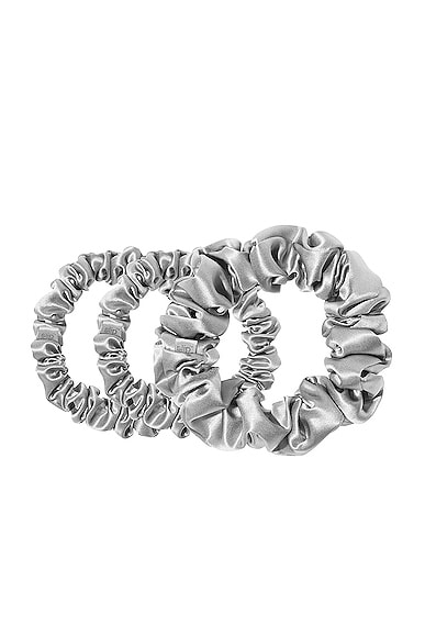 Shop Slip Assorted Scrunchie Set Of 3 In Silver