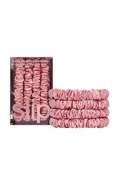 slip Skinny Scrunchies Set Of 4 in Rose