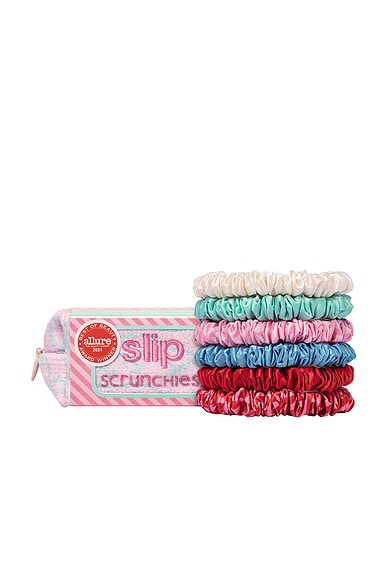 Skinny Scrunchies Set Of 6 & Pouch