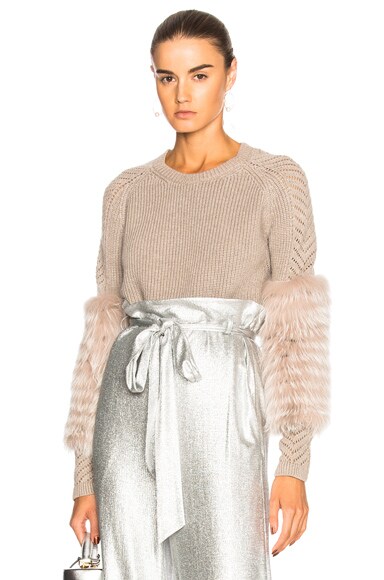 Cashmere Sweater with Lavender Fox Fur