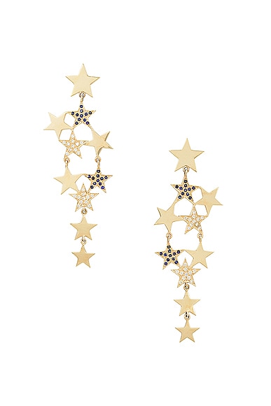 Siena Jewelry Star Earring in 14k Yellow Gold, Diamond, & Sapphire