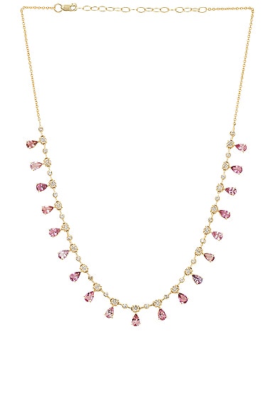 Siena Jewelry Drop Necklace In 14k Yellow Gold  Diamond  & Pink Sapphir