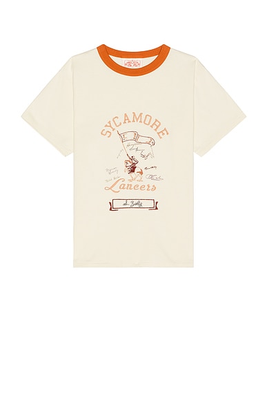 Samuel Zelig Yearbook Tee in Cream & Orange