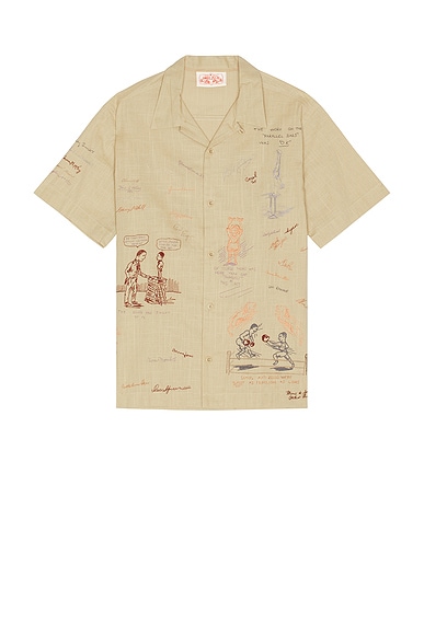Samuel Zelig Yearbook Camp Shirt in Khaki