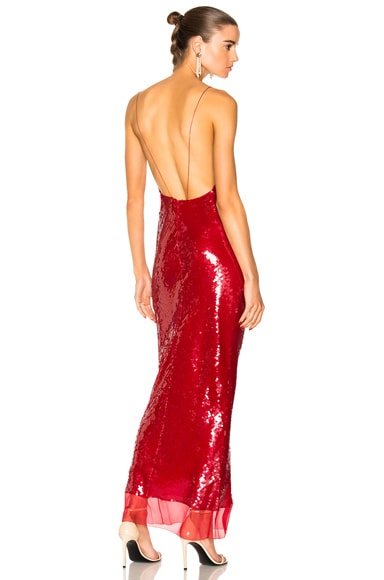 Stella McCartney Bernice Sequin Maxi Dress in Crimson | FWRD Stella McCartney Bernice Sequin Maxi Dress in Crimson | FWRD
